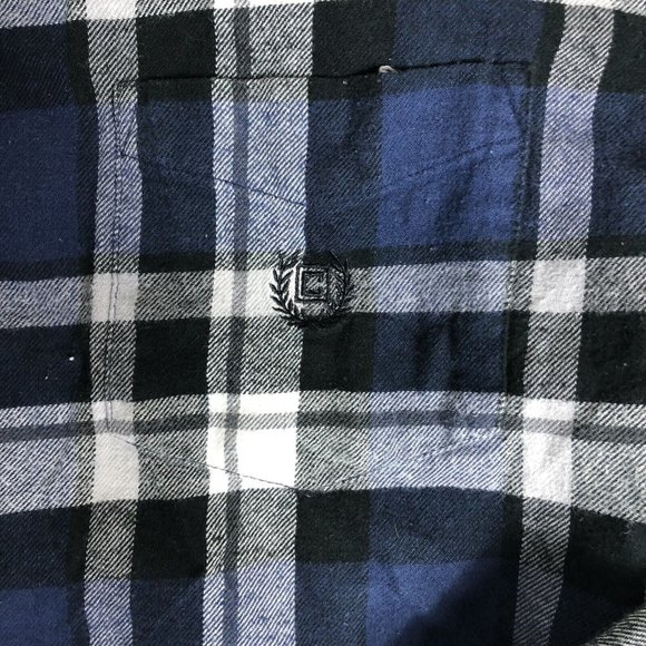 Chaps Performance Flannel‎ Breathable Shirt Blue White Size Large L16 - Picture 3 of 4